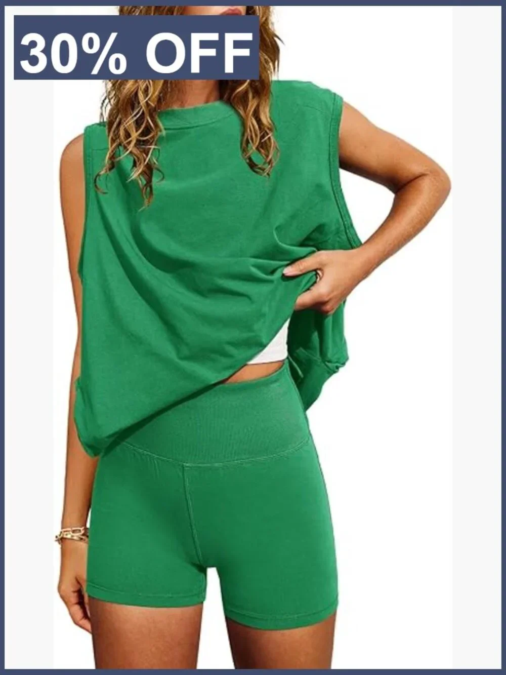 2 Piece Matching Lounge Set Tunic Top and Biker Shorts Workout Set
